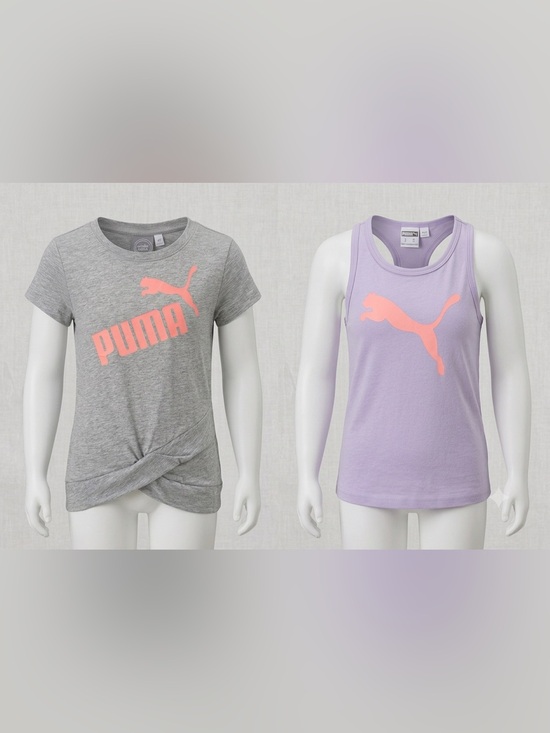Puma Other - Puma Gray Tee & Lavender Tank with Coral Pink‎ Logo